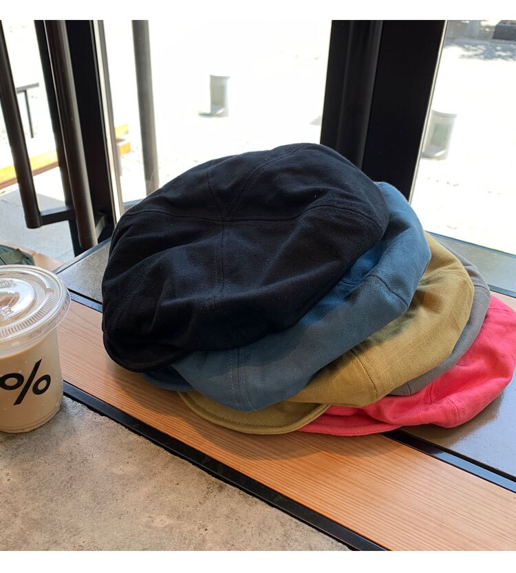 Sombreros Retro japoneses para mujer, gorro plano liso octogonal Newsboy, informal, boina, pintor, Otoño e Invierno
