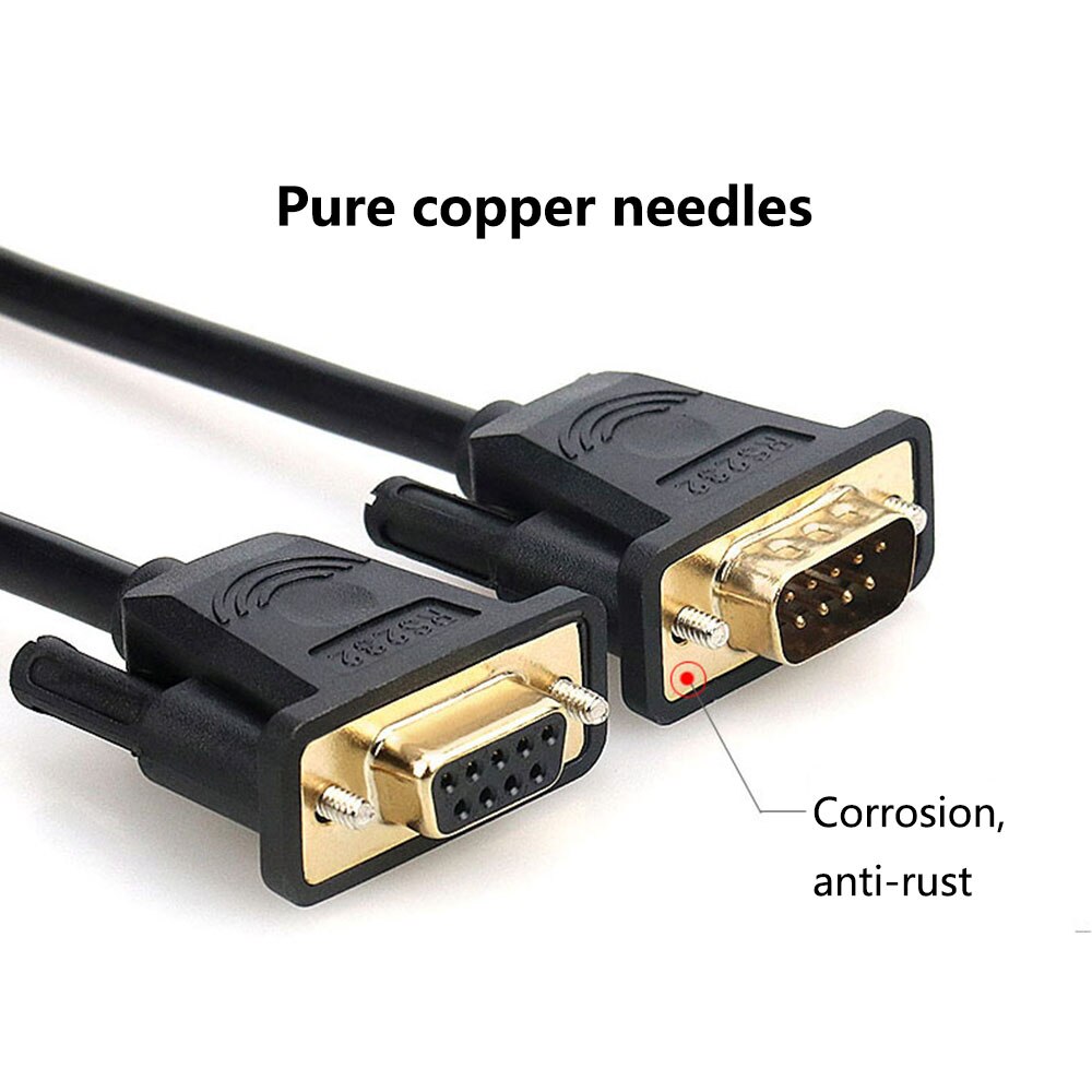 DB9 męnarty na żeńnarty pozłacane kabel przedłużający czysta linia miedziana RS232 9 pinów seryjny przewód przyłączeniowy COM rdzeń z podwójną osłoną