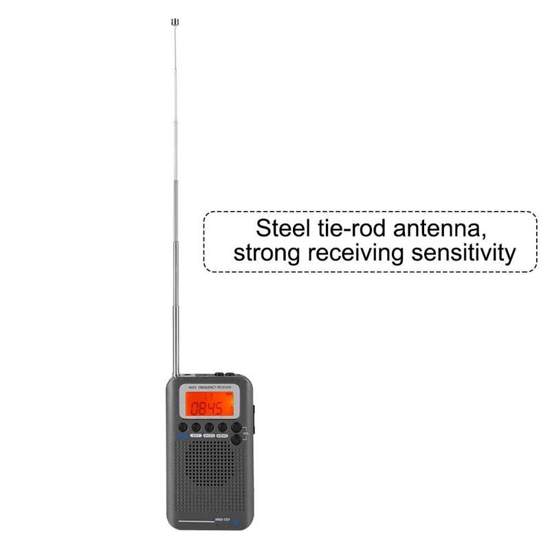 Portable Full Band Radio Aircraft Band Receiver FM/AM/SW/ CB/Air/VHF World Band with LCD Display