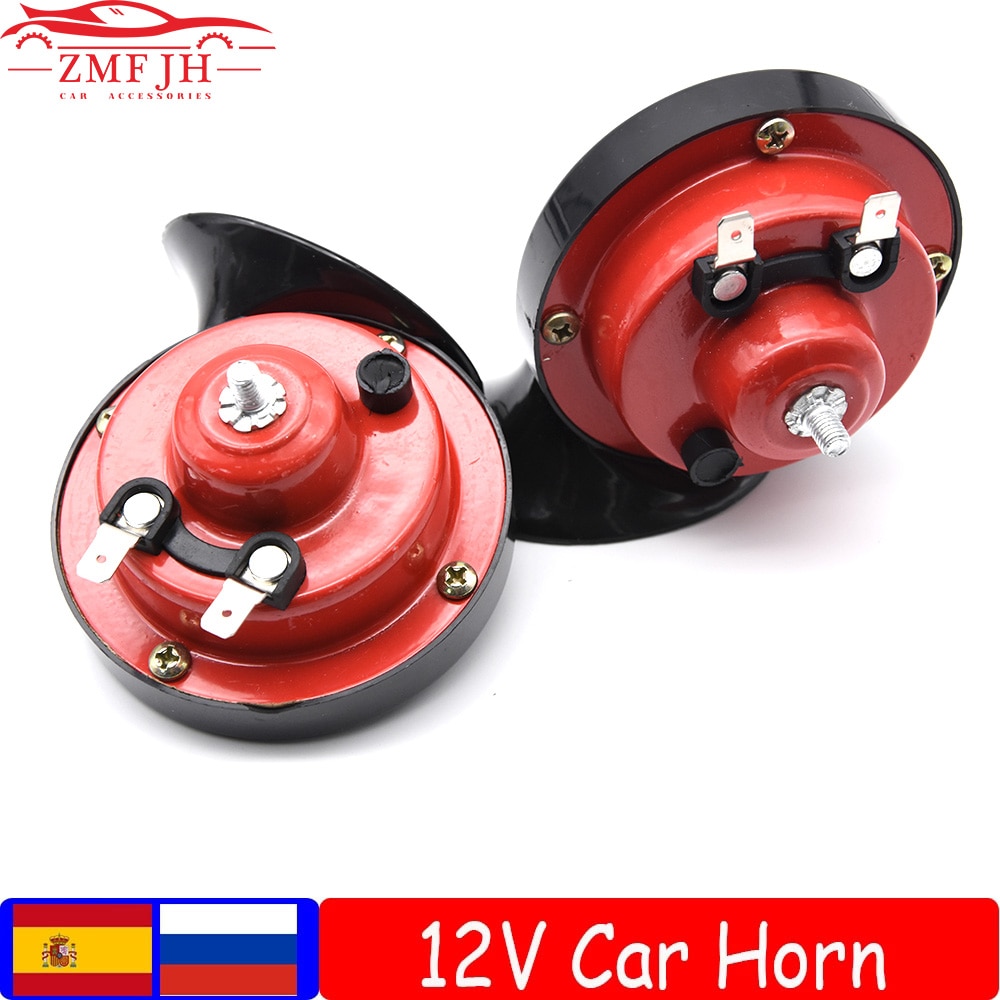 Ru Rode Auto Hoorn Universele 120DB Slak Hoorn Sirene 12V Dual Tone Auto Elektrische Loud Air Horn Sound signaal Luidsprekers