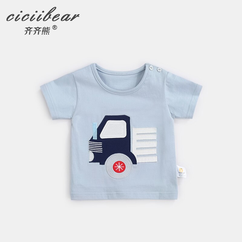 Ciciibear Baby Zomer Korte Mouwen Katoenen Shirt Jongen Dragen Ronde Hals T-shirt Jongens Meisjes Auto Afdrukken Singlet