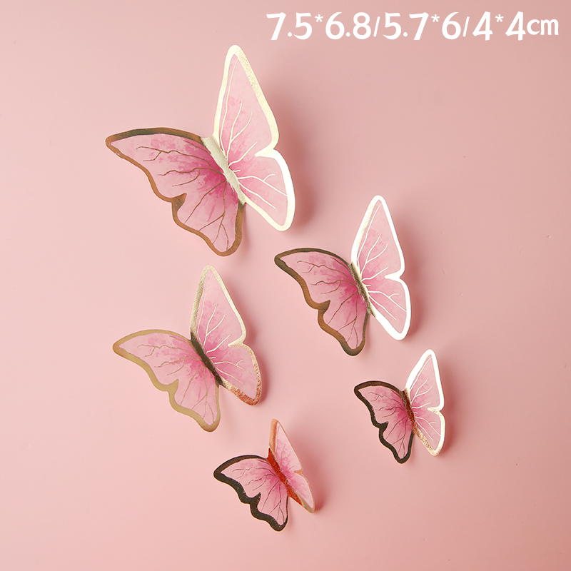 Mariposas decorativas de feliz cumpleaños para decoración de tarta de , adornos para tarta de boda de niña princesa, decoración de mariposa de postre 3d: Azul oscuro