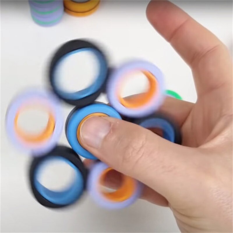 Anillos magnéticos para los dedos, antiestrés, engranajes de aleta, anillos magnéticos para el autismo, ADHD, alivio de la ansiedad, enfoque, juguetes antiestrés para niños