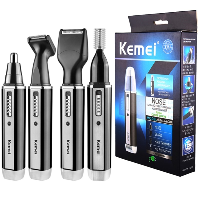 4in1 rechargeable nose trimmer beard trimer for men ear eyebrow nose hair trimmer for nose and ear hair removal cleaning machine: KM-6630
