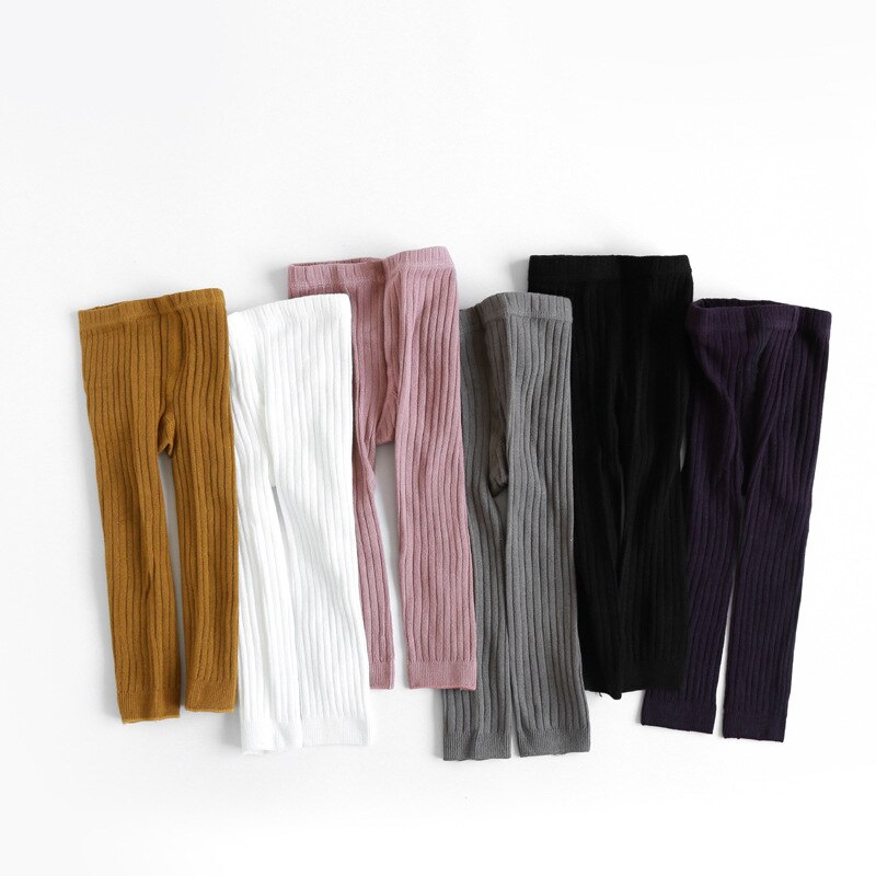 Mallas de algodón para niñas, pantalones de Color sólido, ropa de invierno para mantener el calor, absorbe el sudor, nueve puntos