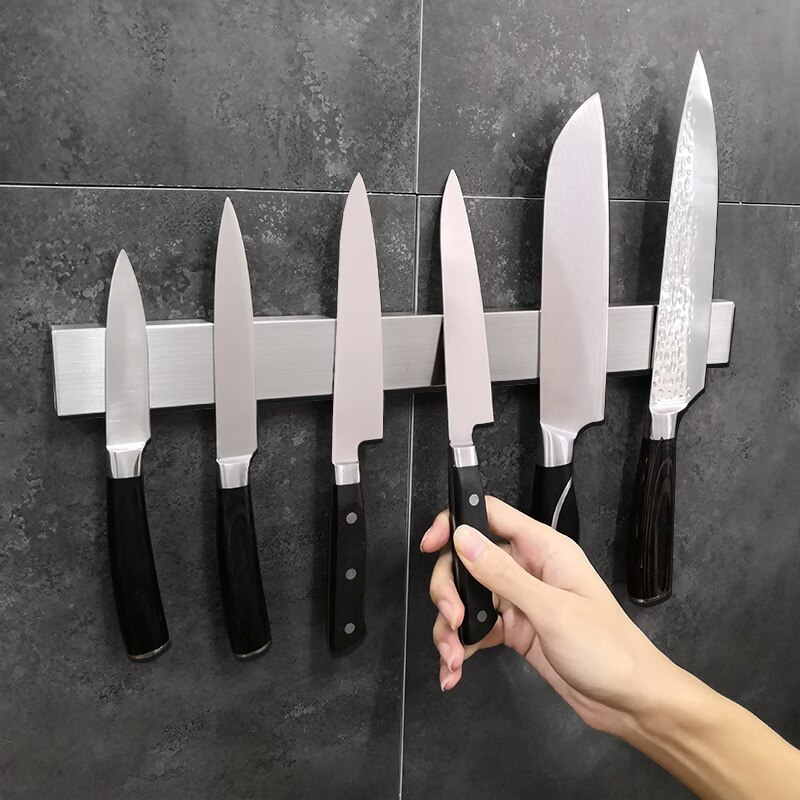 Magnetisk knivhållare 14/12 tum kökskniv stå bar list vägg magnet block aluminium för knivar förvaring matlagningstillbehör
