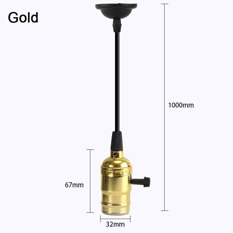 E27 Lamp Socket Vintage Edison Licht Houder Classic Retro Edison Lamp Houder Industriële Hanger Knop Lampvoet Schakelaar/Rits: Switch Gold