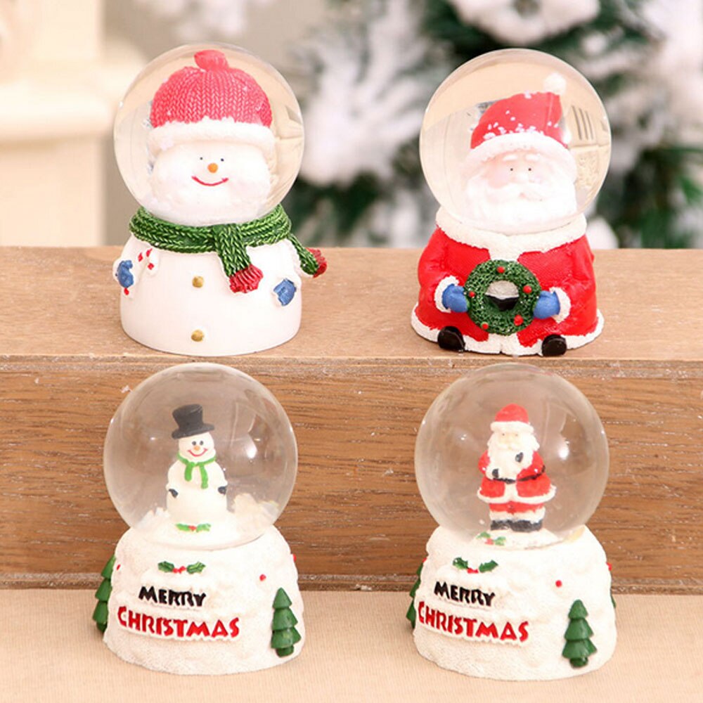 Gloeiende Kerst Kerstman Crystal Bal Desktop Decoratie Hars Glazen Bol Bol Ornament Ambachtelijke Kerstcadeau Voor Kinderen