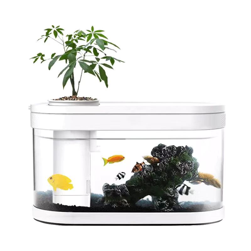 XIAOMI Geometry Fish Tank Aquaponics Ecosystem Small Water Garden Ecological Fish Tank Aquarium Transparent Aquarium
