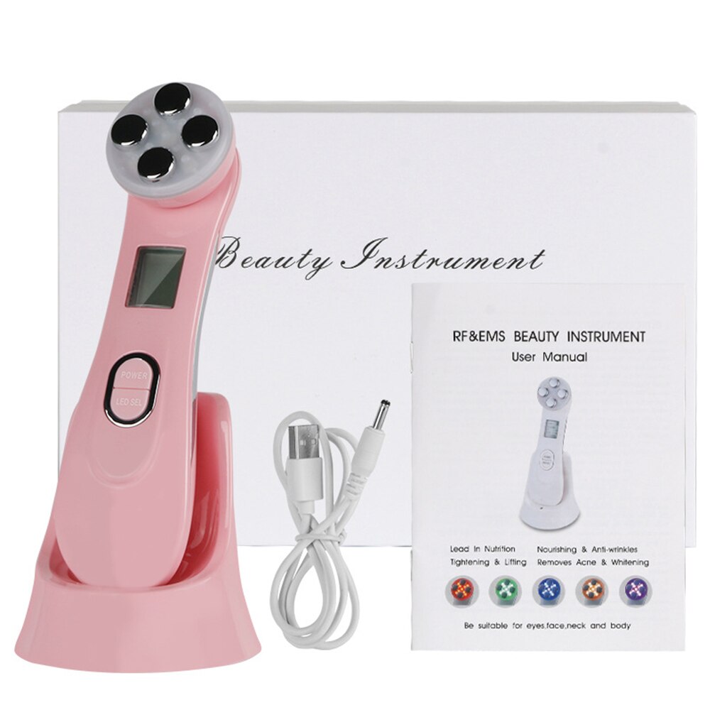 Schönheit Maschine ems Mesotherapie Elektroporation Gesicht Haut RF Radio Frequenz Gesichts LED Photon Hautpflege Gerät Facelifting Ziehen: Rosa 1