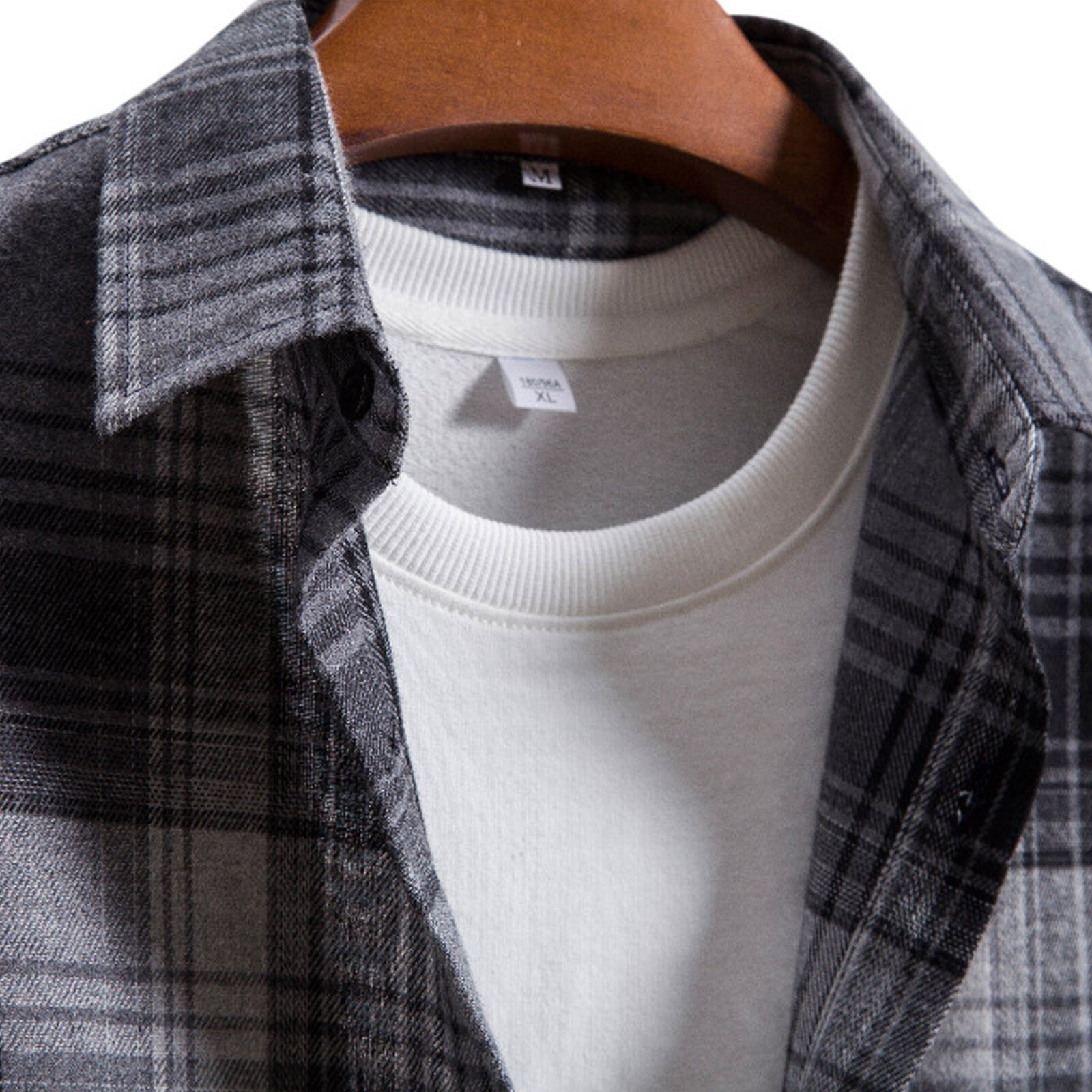 Camisa informal a cuadros para hombre, abrigo Vintage de manga larga con botones y cuello de solapa, con bolsillo, ropa de calle Retro, para otoño