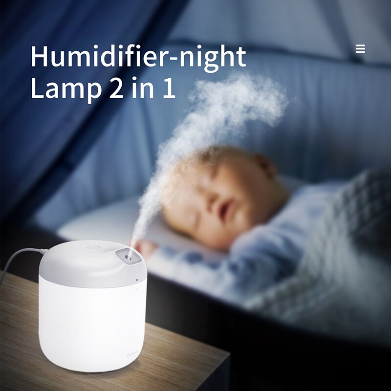 Baseus Luchtbevochtiger Luchtbevochtiger Zuiverende Voor Home Office 600Ml Grote Capaciteit Luchtbevochtiger Humidificador Met Led Lamp