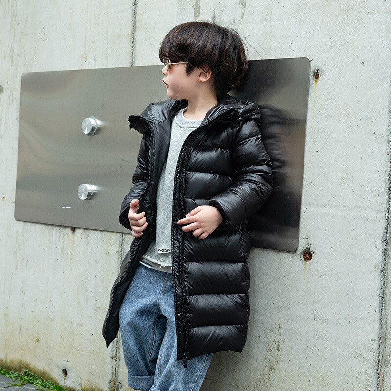 Kids Meisjes Jas Kleding Kinderen Donsjack Jongens En Meisjes Tiener Baby Herfst Winter Lange Hooded Warme Jas Bovenkleding: Black / 160(11-12T)