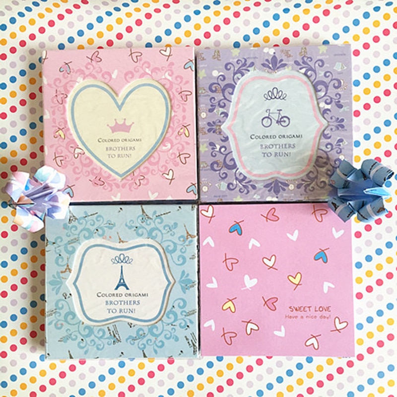 100pcs 8.4cm Small Floral Origami Paper Love Pony Tower Scrapbooking Paper Fresh And Lovely Folding Origami Paper Crafts Love