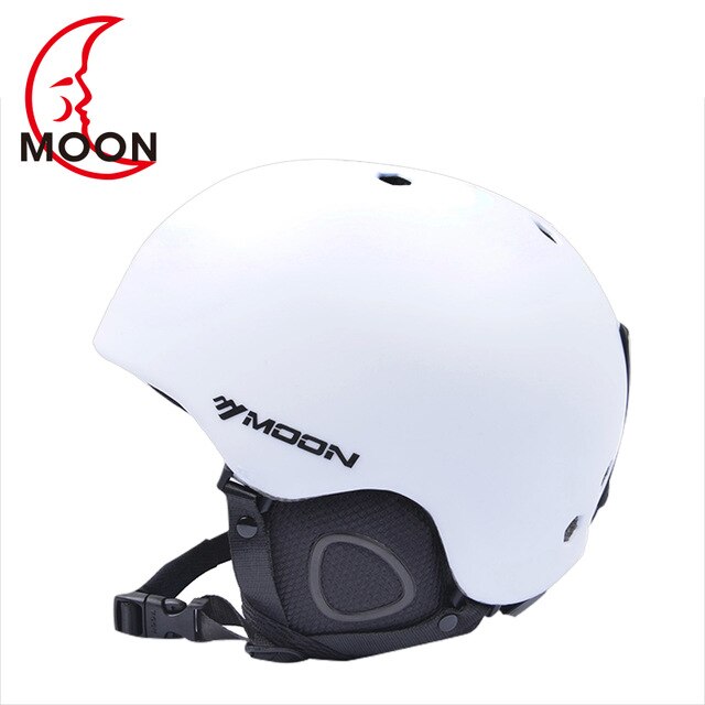 MOON Skiën Helm PC + EPS Ultralight Ce-certificering Integraal Gegoten Ademend Ski Helm Snowboard/Skateboard Helm: WHITE / M