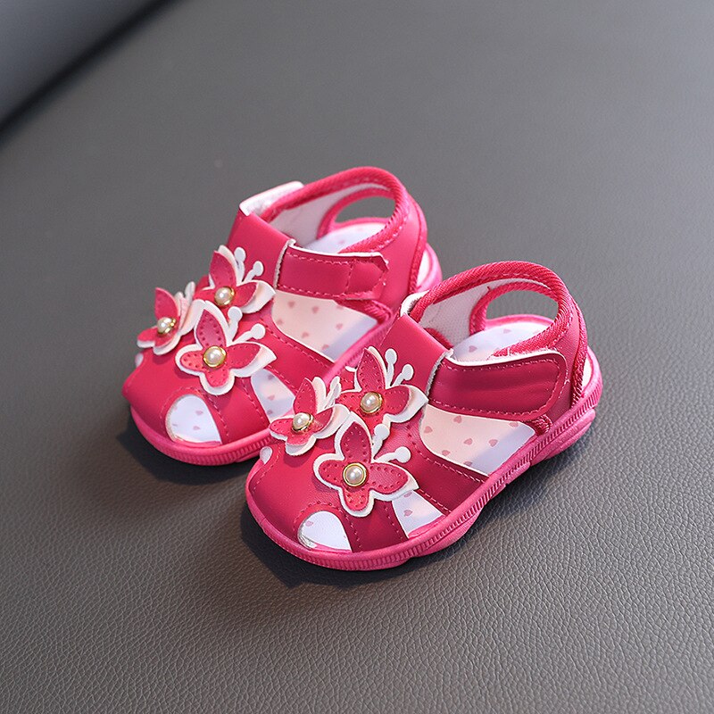 2022 Sweet Flower Baby Girl Shoes First Walkers Summer Toddler Sandals Kids Infant Princess Shoes