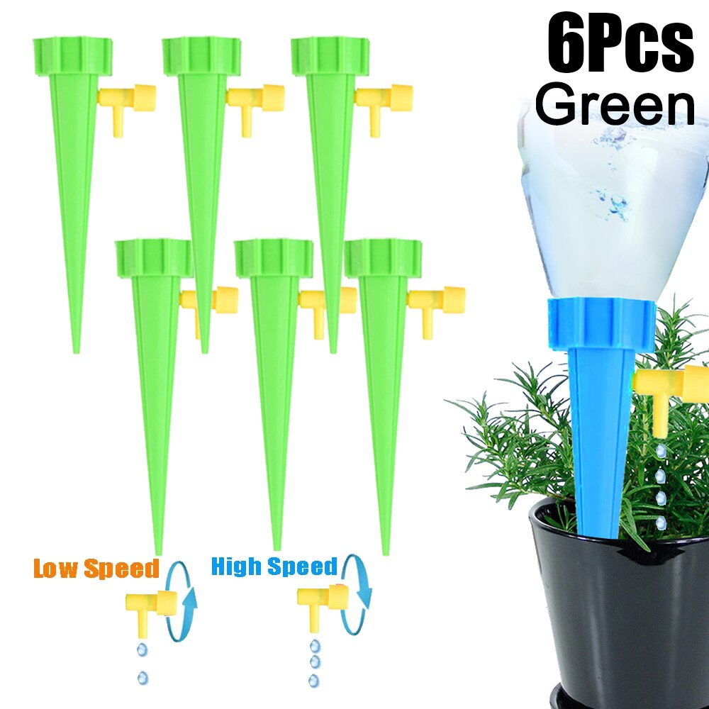 Herramienta de riego por goteo automático, Kit de sistema de riego de jardín de plantas y flores, ajustable, dispositivo de autorriego: 6PCS Green
