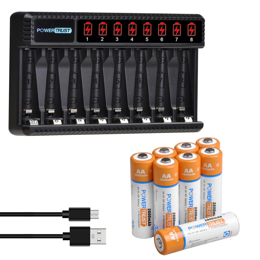 Aa 2800Mah Oplaadbare Batterijen + Aaa 1100Mah Oplaadbare Batterij Met 8Slots Lader Voor Aa Aaa Nimh Elektrische speelgoed: 8AA-1Charger