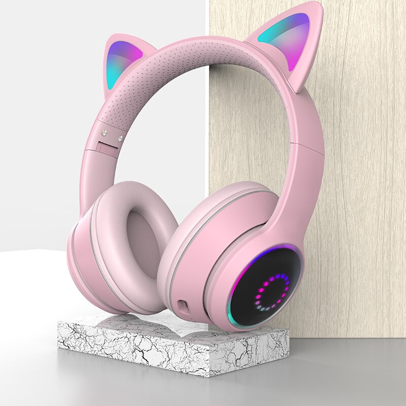 Kat Oor Hoofdtelefoon Bluetooth 5.0 Noise Cancelling Volwassenen Kids Meisje Led Headset Rgb Stereo Over-Head Draadloze Headset Met mic: 01