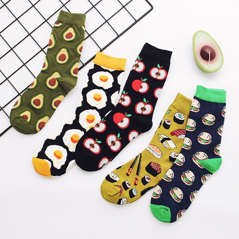 Vrouwen Gelukkig Grappige Sokken Met Print Art Leuke Warme Winter Sokken Met Avocado Sushi Voedsel Katoen Mode Harajuku Unisex Sok 1 Paar