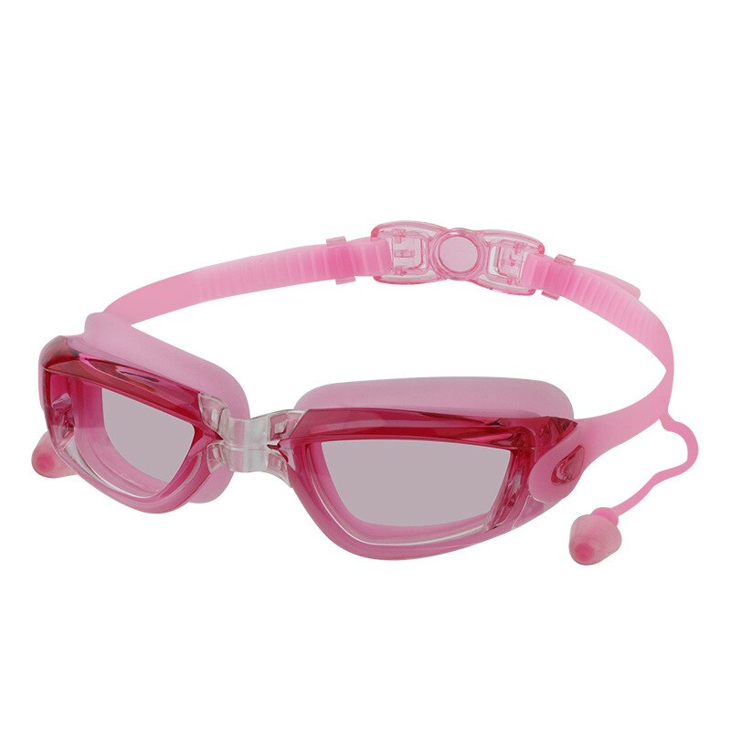 Mosodo Schwimmen Brille mit Ohrstöpsel Anti-Nebel Einstellbare Schwimmen Gläser Männer Frauen Erwachsene Silikon Brillen Optische Tauchen Gläser: klar Rosa