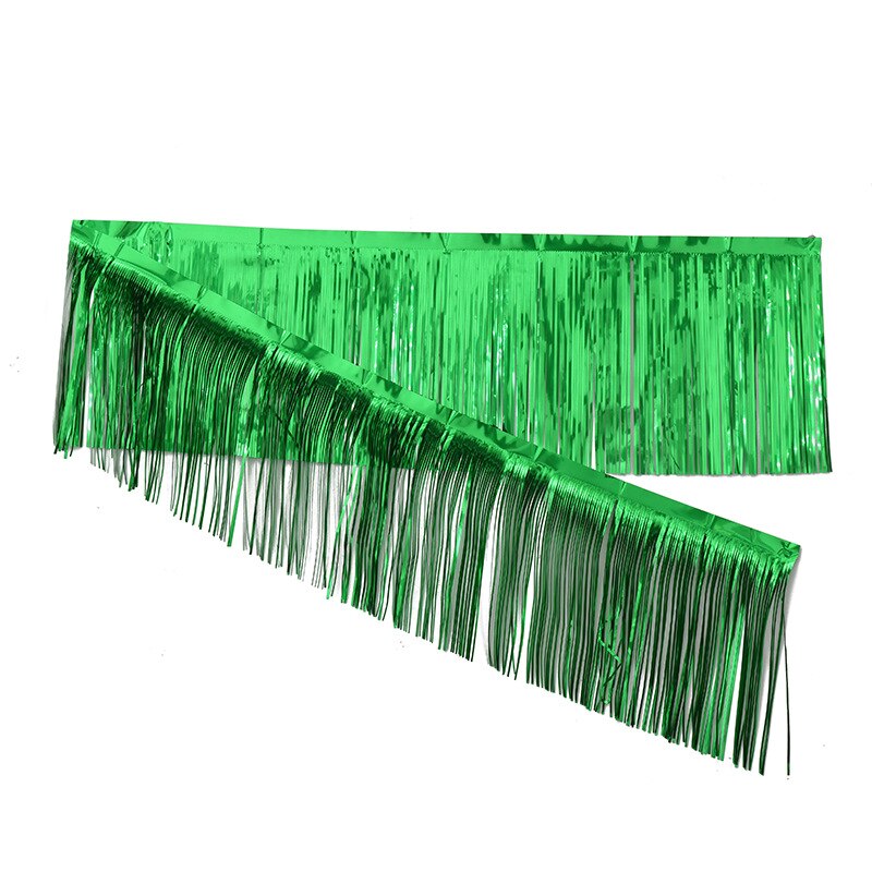 2.75M Foil Tinsel Banner Party Decorations Anniversaire Wedding Decoration Birthday Party Backdrop Easter Tassel Foil Curtain: Green
