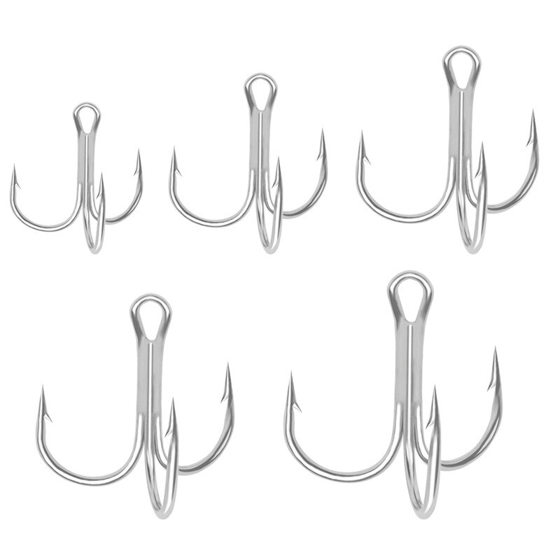 50Pcs Treble Fishing Hook Fishing Tackle High Carbon Steel Treble Hooks Rustproof Outdoor Fish Portable Corrosion-Resistant Hook