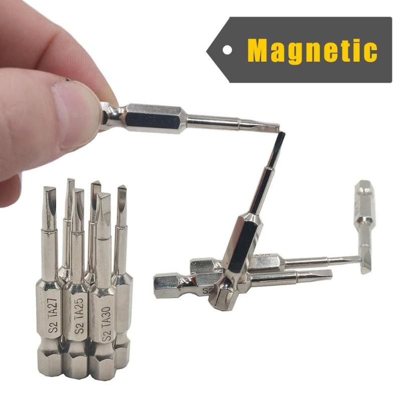 6pcs 50mm Triangle Magnetic Screwdriver Bits S2 Steel 1/4 inch Hex Screwdriver Bit Set DIY Hand Tools