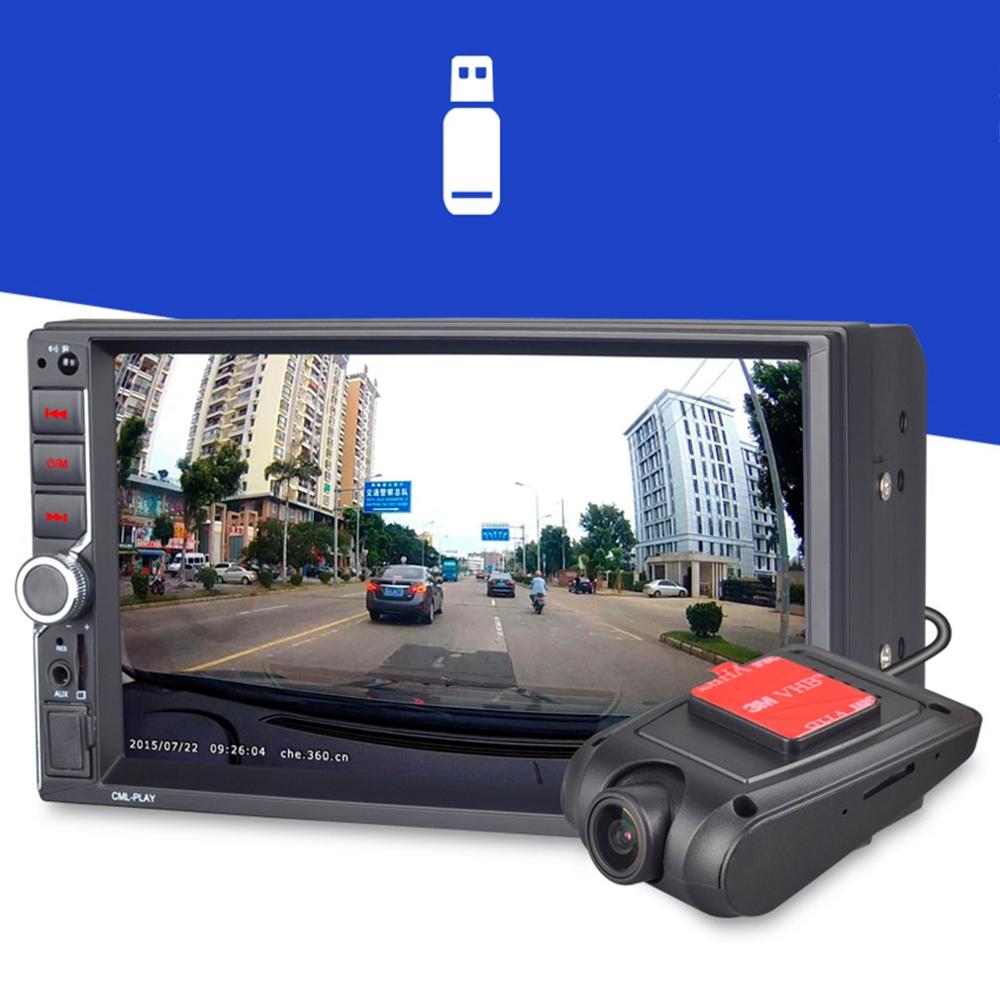 7 tommer storskærm bilafspiller  mp5 trådløs opkald køreoptager omvendt billede fm dobbelt kamera bilafspiller med kamera
