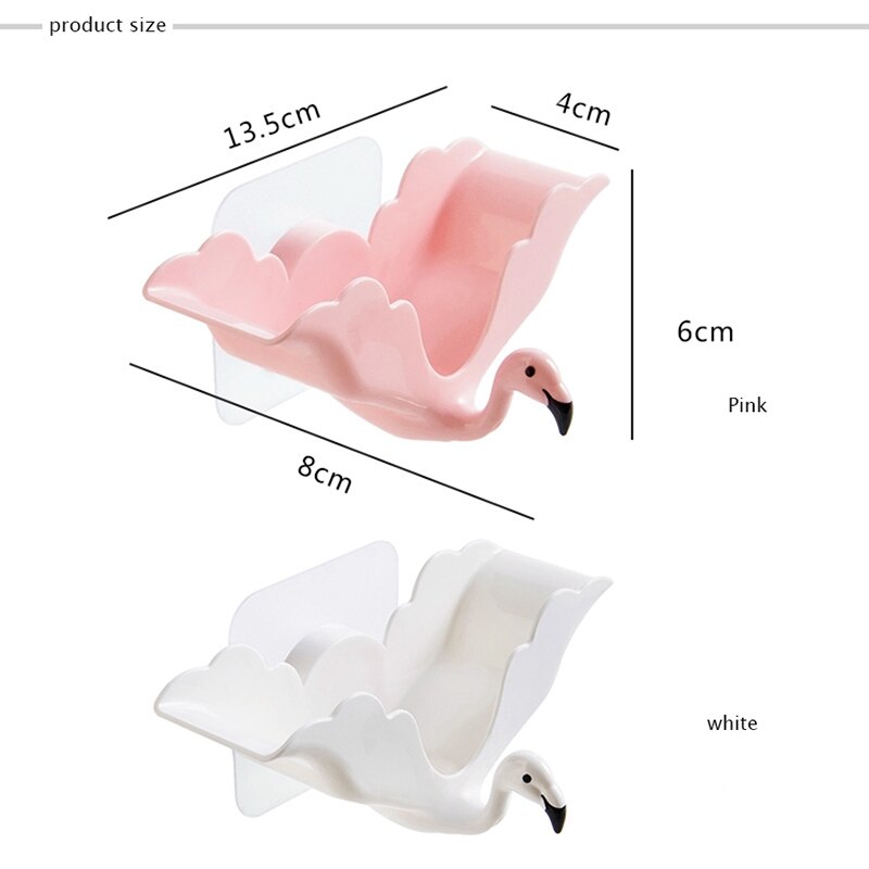 Flamingo Soap Dishes Drain Suction Cup Box Wall-mounted Soap Protection Tray Storage Shelf Rack with Hook Bathroom Tools