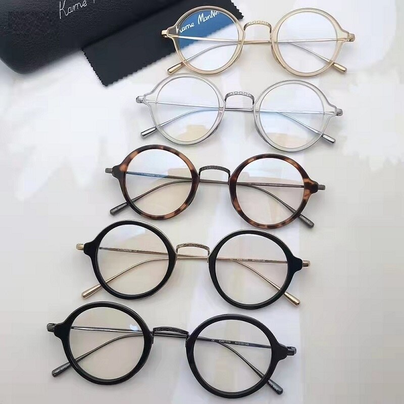 Japanese Handmade Pure Titanium Glasses Frame Ultra-Light Retro Round Men Eyeglasses KMN Women Myopia Reading Eyewear Gafas
