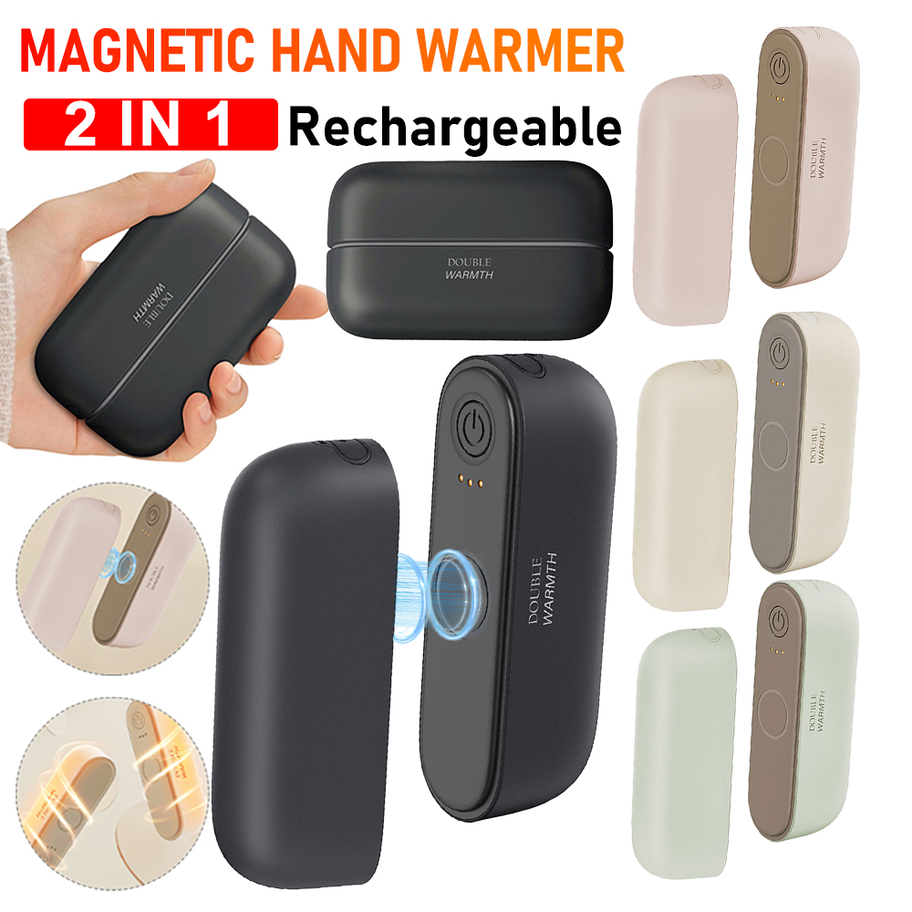 2-in-1 magnetischer elektrischer Handwärmer, 3000 mAh, wiederaufladbarer Handwärmer, tragbarer Handwärmer, Jagd, Golf, Campingausrügestochen, warme