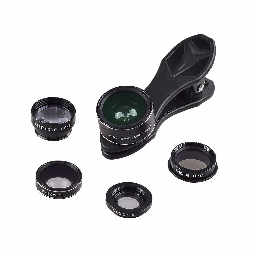 Apexel 15X Super Macro Lens Telefoon Camera 5 In 1 Universele 0.63x Fisheye Groothoek Telescoop Lens Met Cpl Voor alle Smartphones