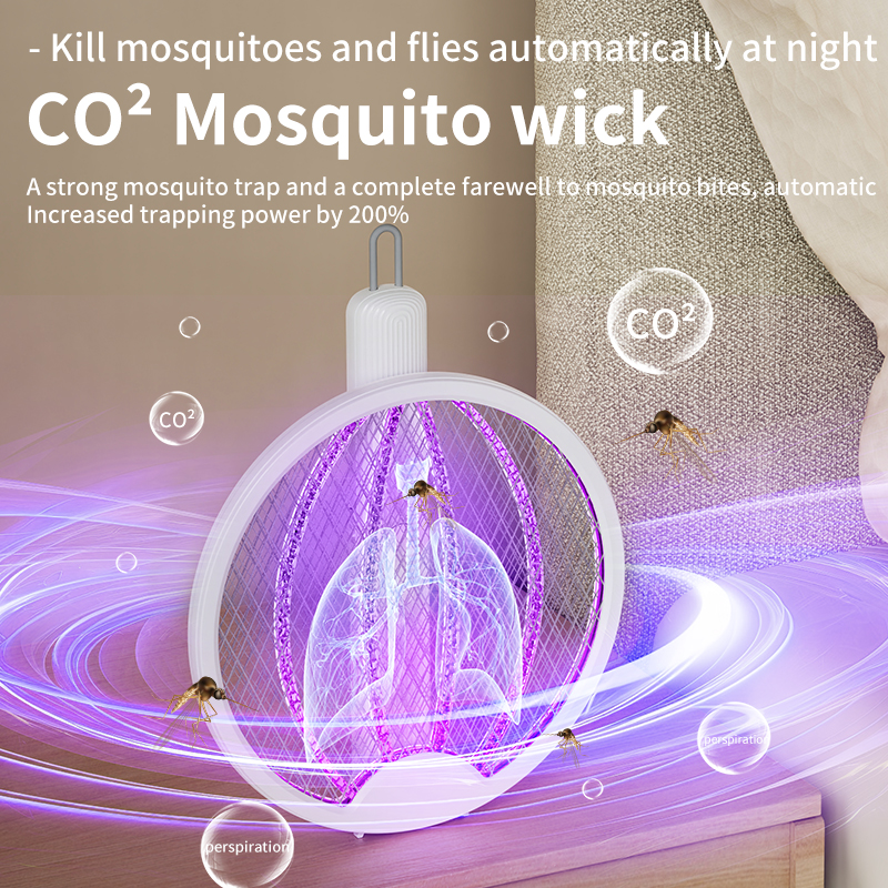 4 In 1 Electric Mosquito Racket Foldable USB Rechargeable UV Mosquito Lamp Light Wave Mosquito Lure Electric Insect Killer