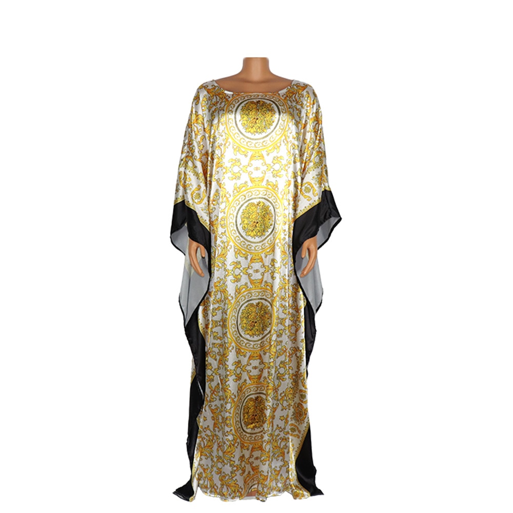 Vestidos africanos para mujeres satén Popular seda verano mujeres vestido estilo italiano Kaftan seda vestidos musulmanes mujeres vestidos largos