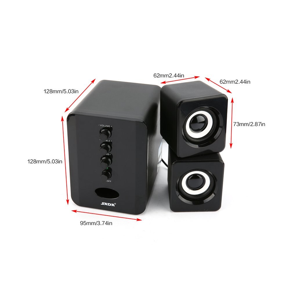 SADA D-202 USB Wired Combination Speakers Computer Speakers Bass Stereo Music Player Subwoofer Sound Box for PC Smart Phones