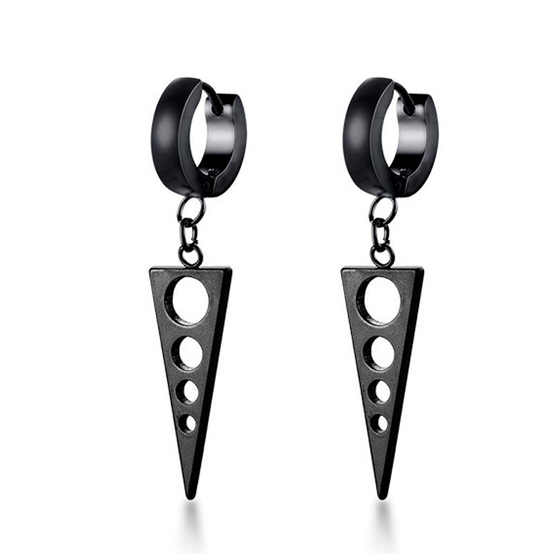 Black Punk Stainless Steel Women Men Hoop Earrings Small Trendy Round Cross Pendants Jewelry Accessories Earrings: Style 49