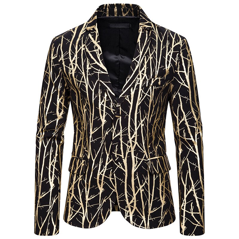 European and American men's suits Slim branches bronzing printing suit dress gown costume coat