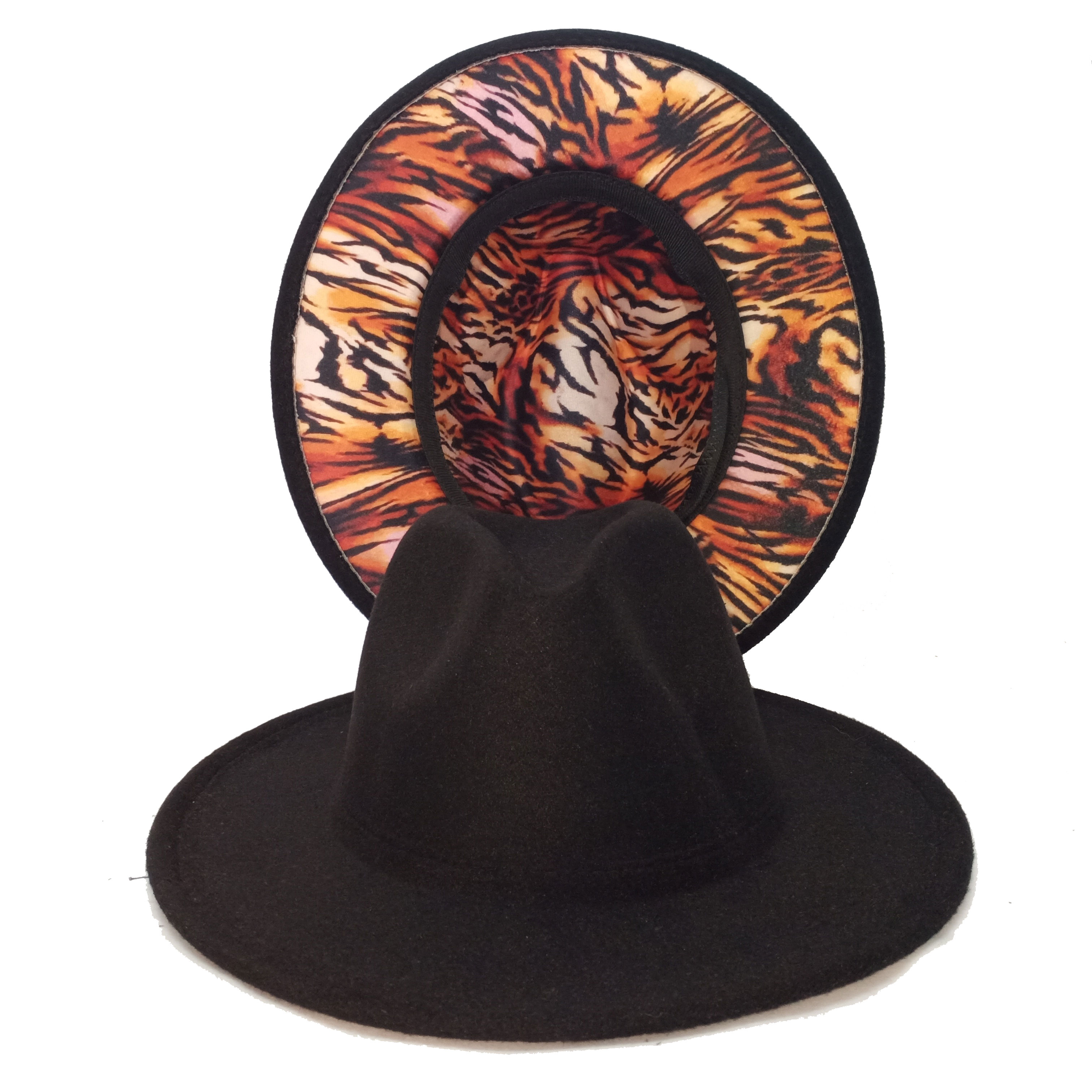 Sombreros Fedora de grano de leopardo para hombre y mujer, gorro de Jazz estilo Retro Panamá, sombrero de vaquero de ala ancha, Unisex: 09