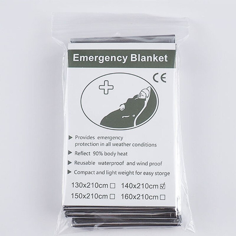 First Aid Rescue Blanket 160*210cm Outdoor Waterproof Emergency Blanket Lifesaving Thermal Insulation Gold Silver Double Color
