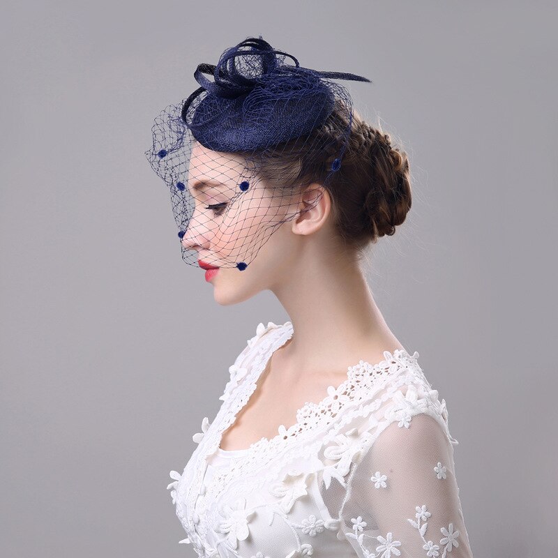 Wedding Bridal Hats Fascinator Feather Ma yarn ladies hat Western-style banquet mesh yarn feather headdress
