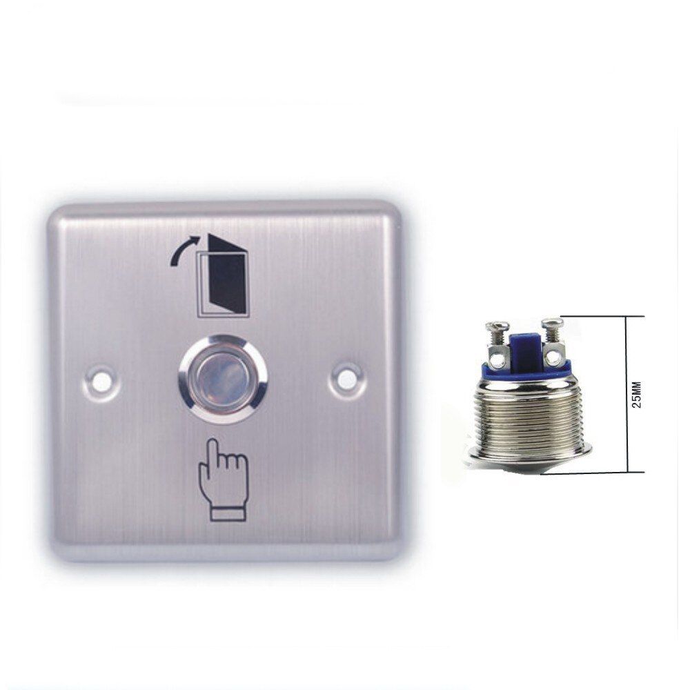 86X86mm Stainless steel For Access Control System Door Release Exit Button(NO) without LED Indication