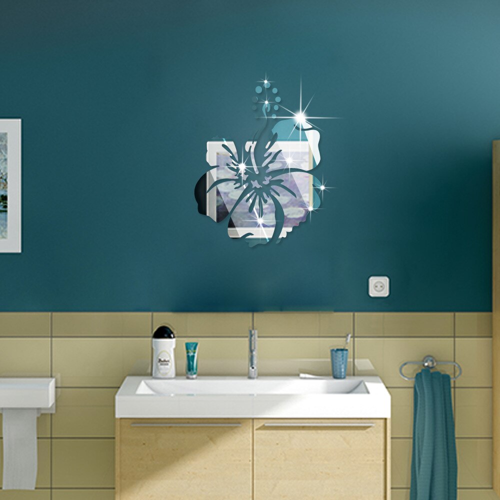 Jm069- bloemige driedimensionale kristalspiegel muursticker, eenvoudig europees en amerikaans, verwijderbaar