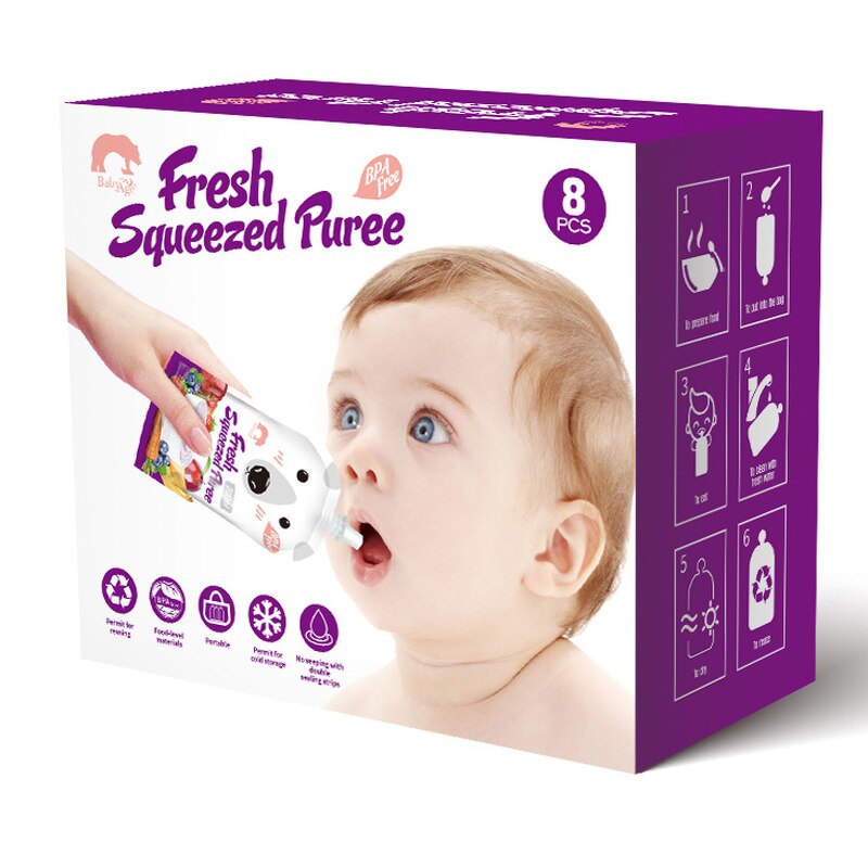 8 Stuks Vers Geperst Zakjes Praktische Baby Spenen Voedsel Opslag Hersluitbare Puree Herbruikbare Squeeze Voor Pasgeboren Voeden Tas