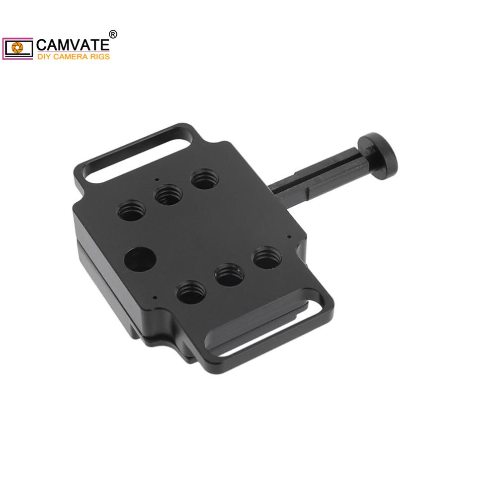 Camvate universal v-lock feminino adaptador de liberação rápida com 2pcs 1/4 "pontos de montagem e ranhuras para montagem da bateria da câmera dslr