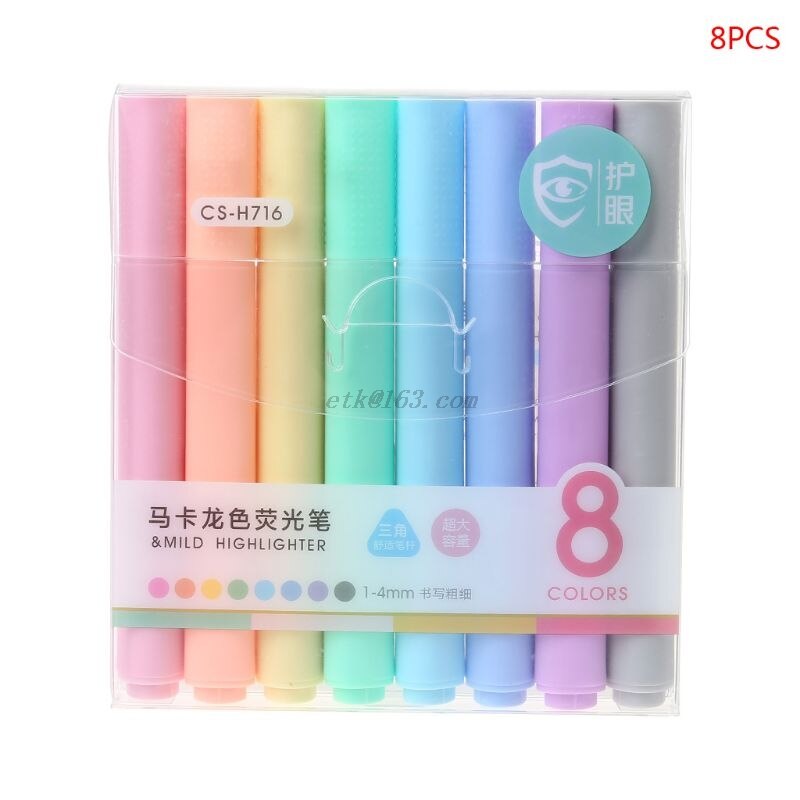 8 stk/sæt fluorescerende pen highlighter blyant candy farve tegnetusch