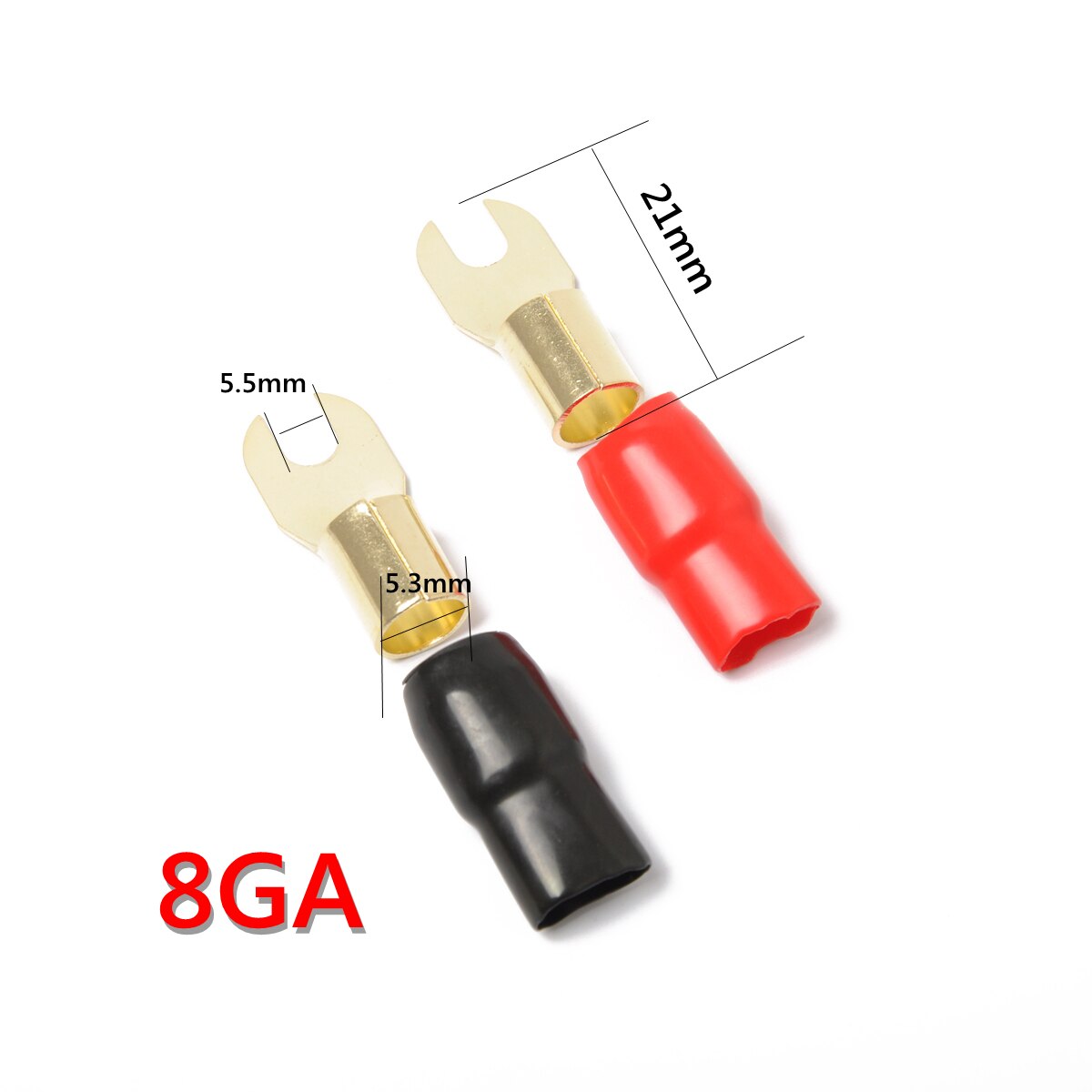Koperen Vergulde 8 Ga Strip Spade Vork Adapters Connectoren Stekkers Crimp Barrière Spades Voor Luidsprekerkabel Kabel Terminal Plug