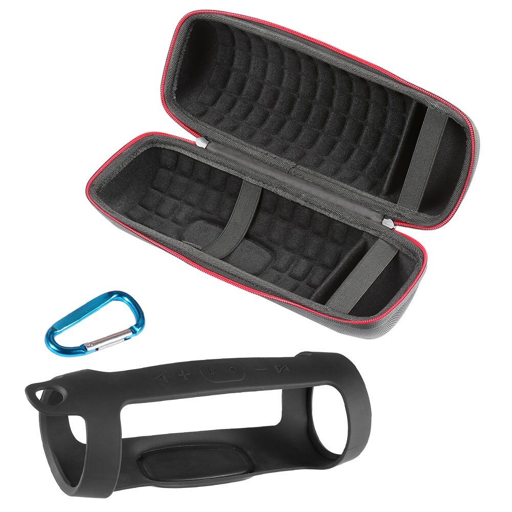 2 in 1 eva högtalare hård dragkedja förvaringsbox väska + mjukt silikonfodral för jbl charge 4 bluetooth högtalare för jbl charge 4 fodral: Svart eller silikagel