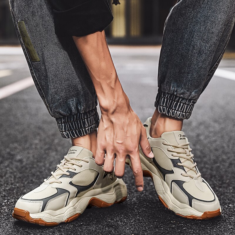 Explosion Men Sneakers Flats Platform Lace-Up Casual Breathable Male Trainers Outdoor Jogging Shoes Zapatillas Hombre