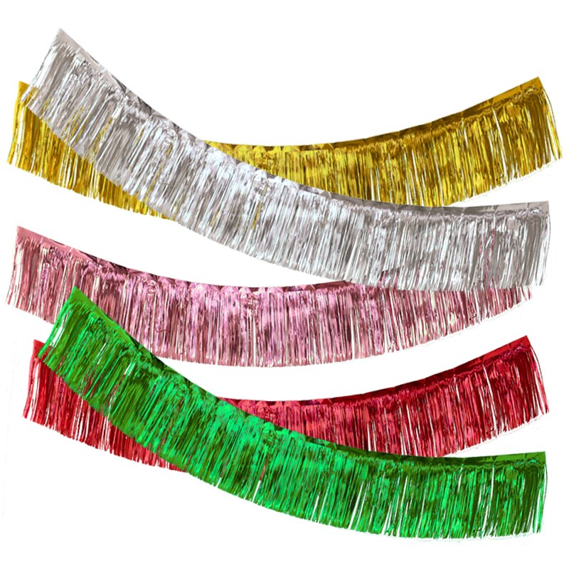 2Meter Glitter Folie Klatergoud Garland Gordijn Party Tafel Rok Regen Zijde Fringe Pull Bloem Bruiloft Verjaardag Festival Decoratie